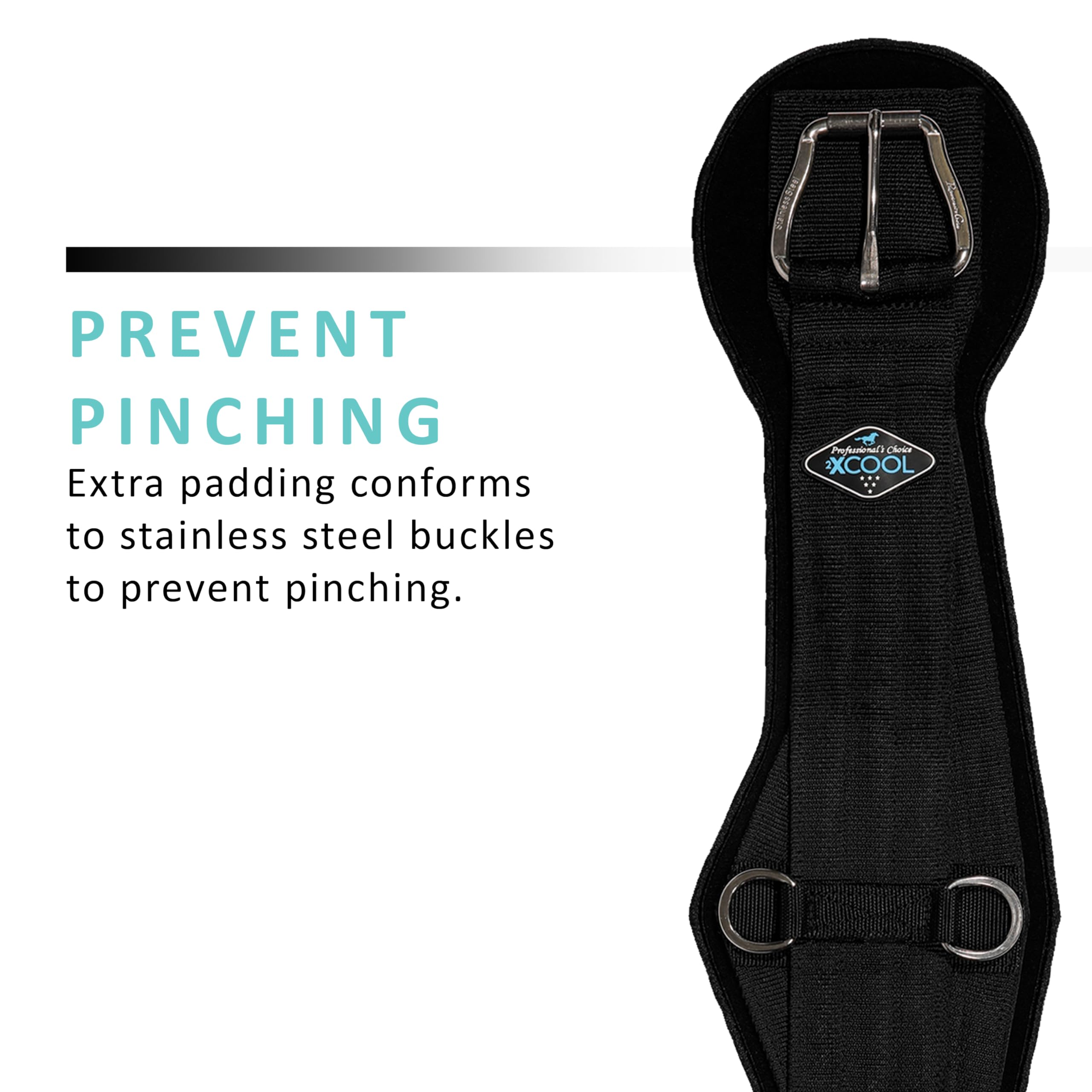 Professional's Choice 2XCOOL Cinch | Cooling Minerals Infused in Liner | V-Shaped Design for Pressure Distribution | Extra Padding to Prevent Pinching | Honeycomb Silicone Soft Grip | 26” Black - Image 5