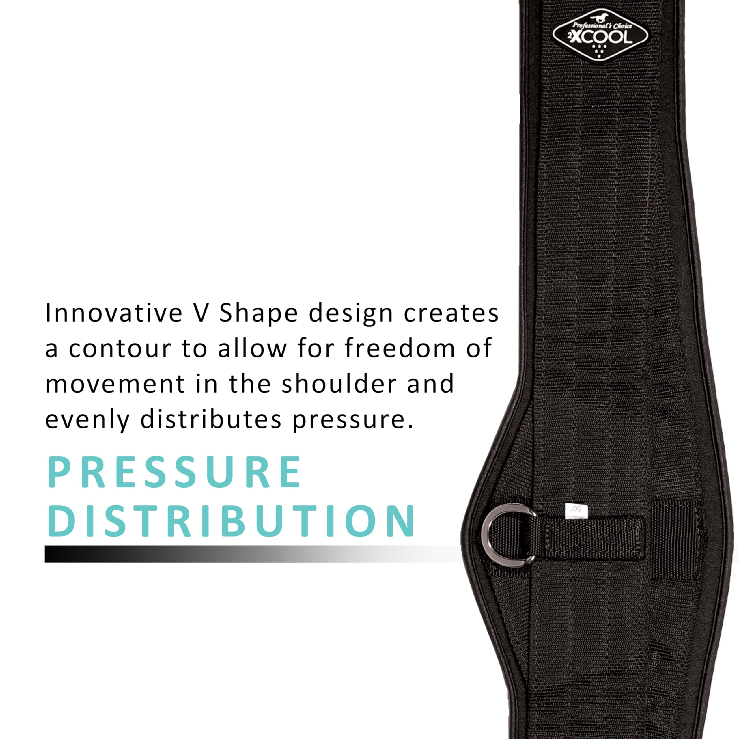 Professional's Choice 2XCOOL English Girth | Cooling Minerals Infused in Liner | V-Shaped Design for Pressure Distribution | Honeycomb Silicone Soft Grip - Image 4