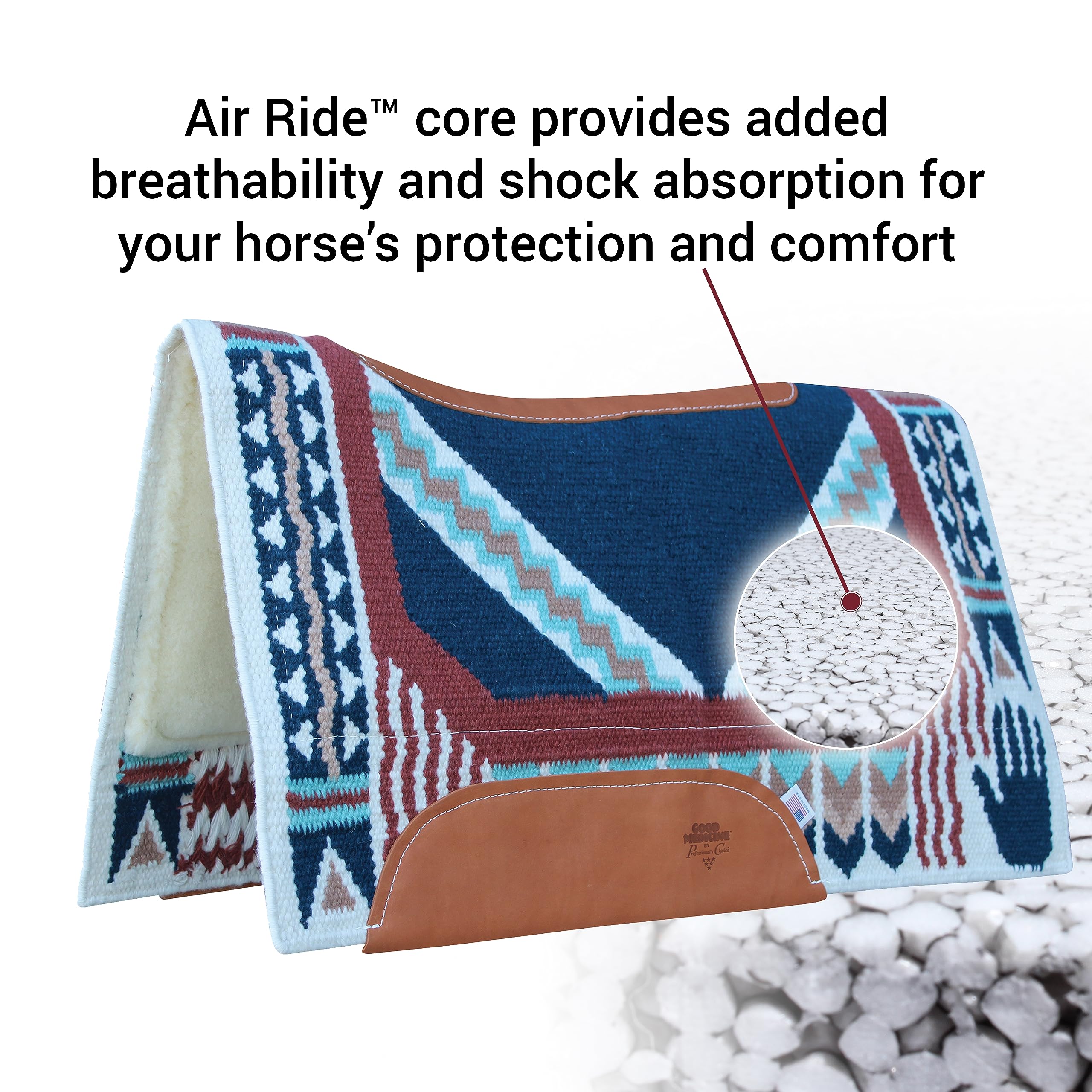 Professional's Choice Good Medicine Comfort-Fit SMX Air Ride Pad: Hand to Horse | New Zealand Wool with Leather Reinforced Spine and Wither - Image 3